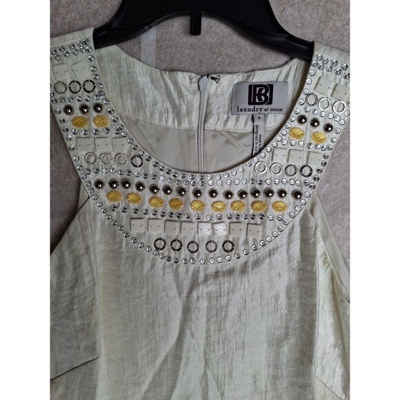 LAUNDRY BY DESIGN Beige Women's Rhinestone Dress Size 4 - Picture 3 of 10